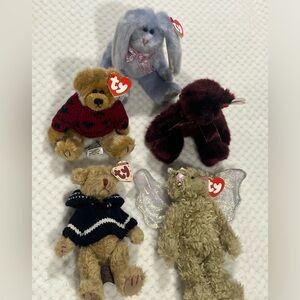Lot of 5 1993 TY Attic Treasures Bears & Bunny